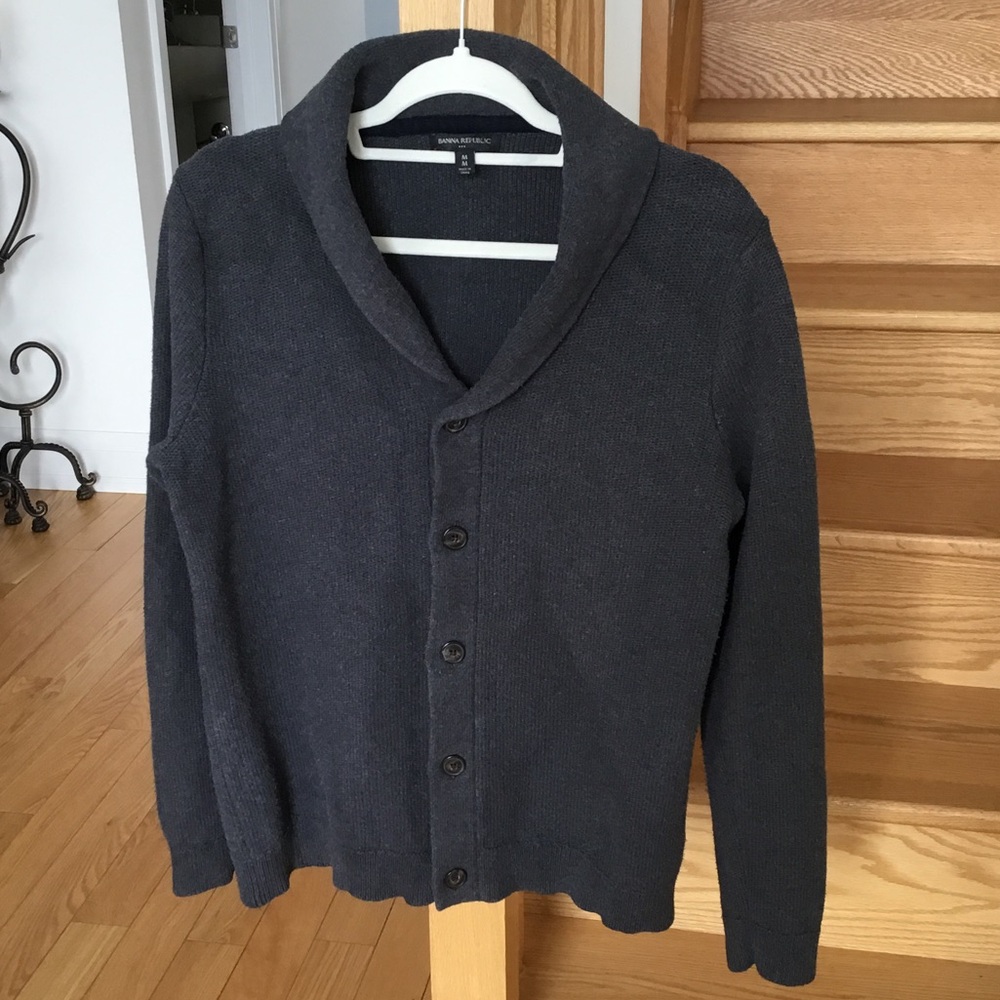 Banana Republic Men's Shawl Collar Cardigan - Charcoal Gray